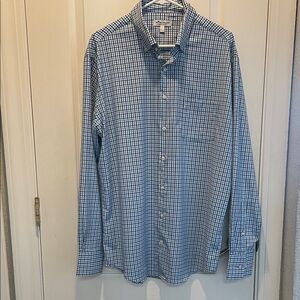 Peter Millar Men's Blue and White Checkered Shirt